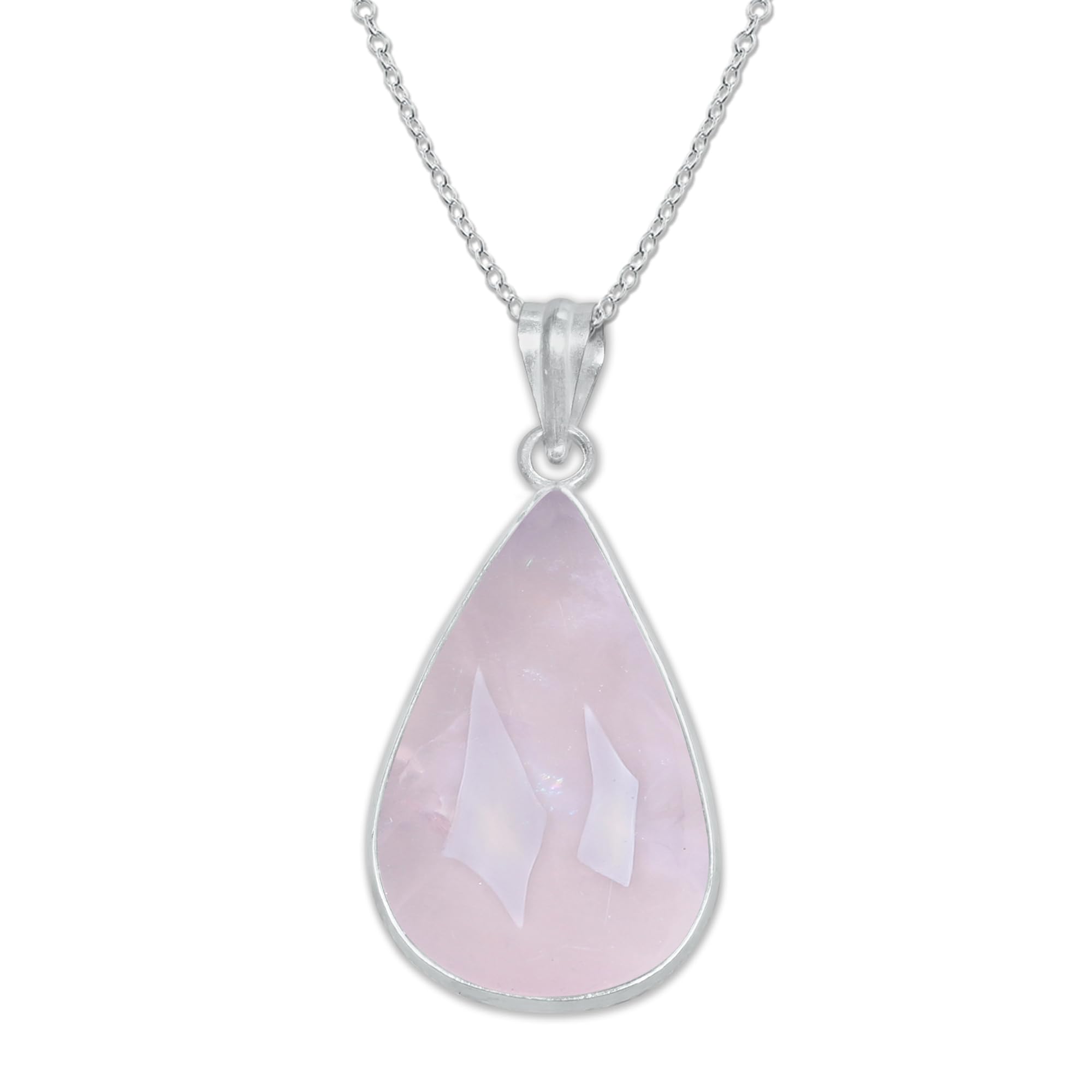 Natural Gemstone Pendant with 18 Inch Adjustable Chain Brass Silver Plated Tear drop Genuine Stone Necklace for Women Handmade Pear Birthstone Necklace-image-40