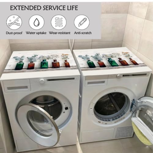 Image of Washer Dryer Top Cover Mat, Non-Slip Laundry Room Decor, Laundry Room Kitchen Appliance Decor Protector Universal 23.6 inchx19.7 inch (Vase 1)