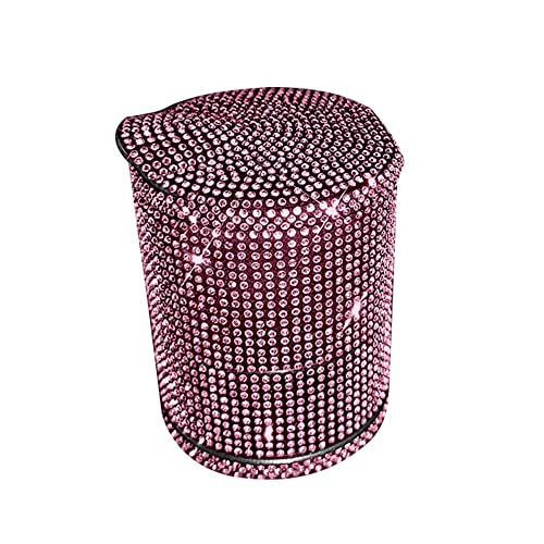 ikasus Car Ashtray Bling Crystal Smokeless with Pink Rhinestones Cigarettes Auto Vehicle Air Vent Multifunctional Ash Holder Container with Blue LED Light for Women Car Trash Can