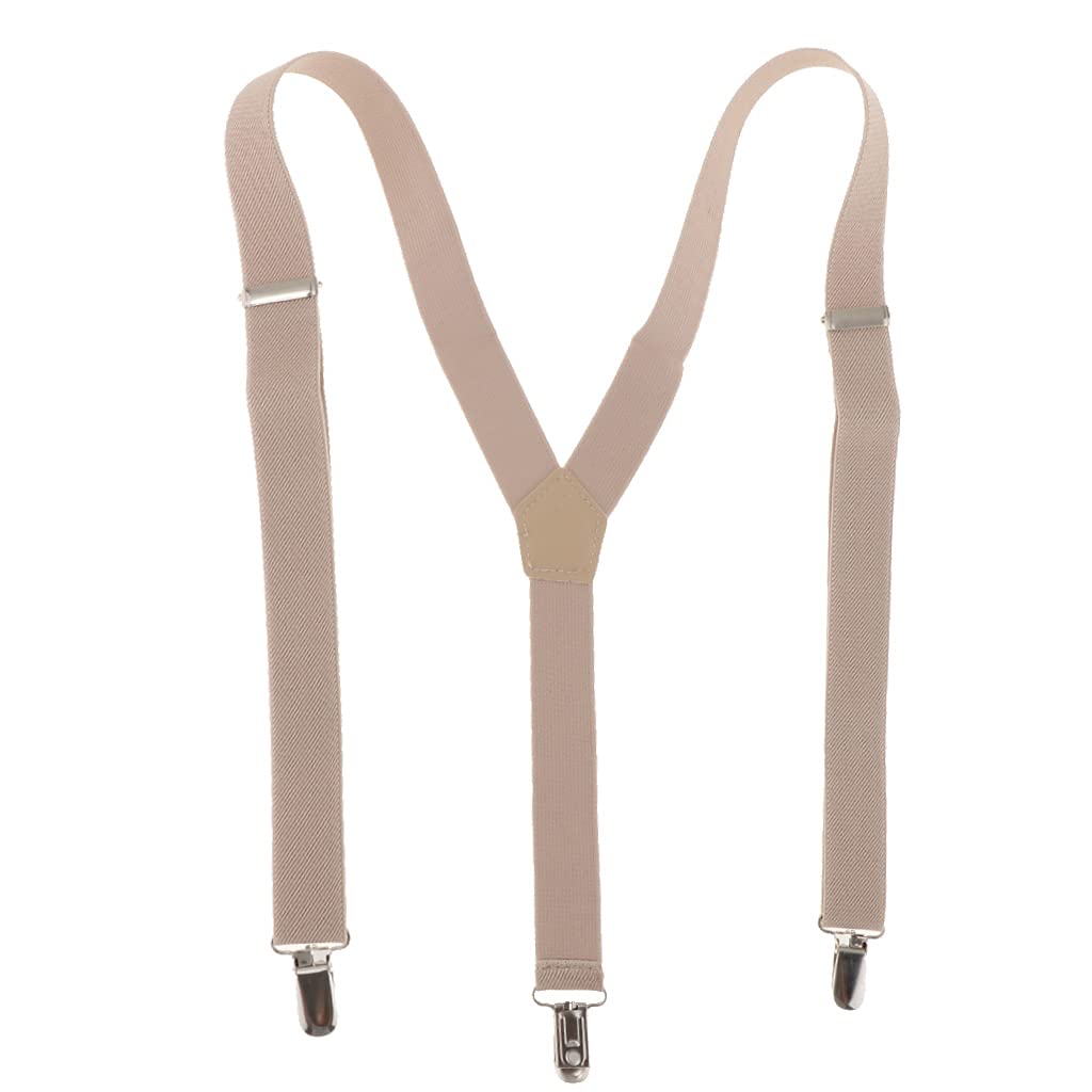 Men's Suspenders Y-Back Adjustable Elastic 3 Clip-on Braces Belt Khaki| Adjustable | Elastic | Heavy Duty | Comfortable-image-16