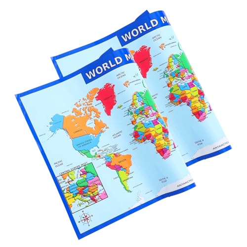 HOMSFOU Póster Mapa Mundi 50x35 Cm Resistente Mapa Mural del Mundo para Aula y Decoración Infantil Carteles Educativos de Geografía para Niños