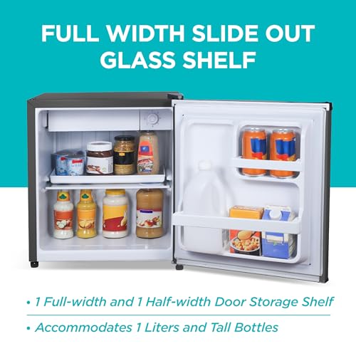 BLACK+DECKER 1.7 Cu. Ft. Compact Refrigerator, ENERGY STAR Certified, Single Door Mini Fridge with Chiller Compartment, Personal Fridge for Home or Dorm Room, R600a Refrigerant, BCRK17B, Black on Fridge.com