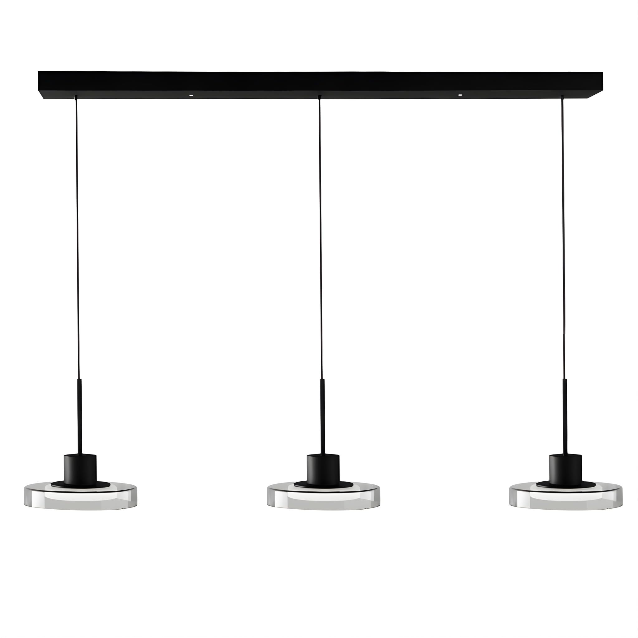 Pendelleuchte Volos, Glas Hängelampe 3-flammig, LED, dimmbar | modernes Design, Esstischlampe, höhenverstellbar, 110 cm Länge, Schwarz, Fernbedienung, 3000-6000K, Nachtlicht, Timerfunktion