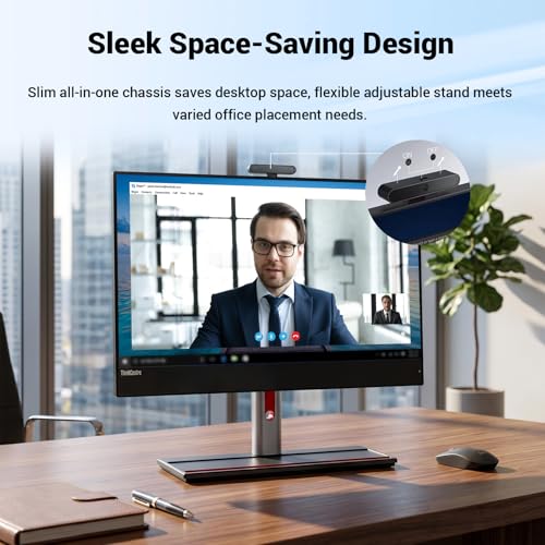 Image of Lenovo ThinkCentre M90a 23.8 inch FHD Business All-in-One, Intel Core i5-14500, 16GB RAM, 512GB SSD, Wired KB & Mouse, RJ-45, HDMI, Wi-Fi 6, DP Port, Windows 11 Pro, Black, w /Bundle