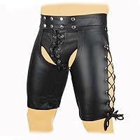 OnundOn Glänzend Herren Boxershorts Wetlook Hose Männer Unterwäsche Ledershorts Männer Badehose offener Hüfte (XL)