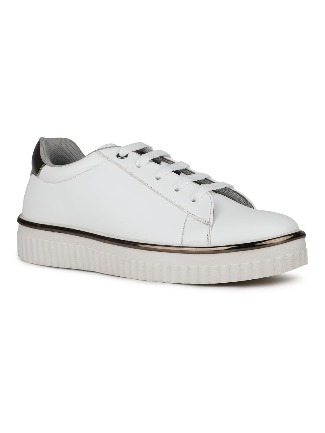 Womens Womens Pewter and White Casual Round Toe Sneakers Sneaker-image-32