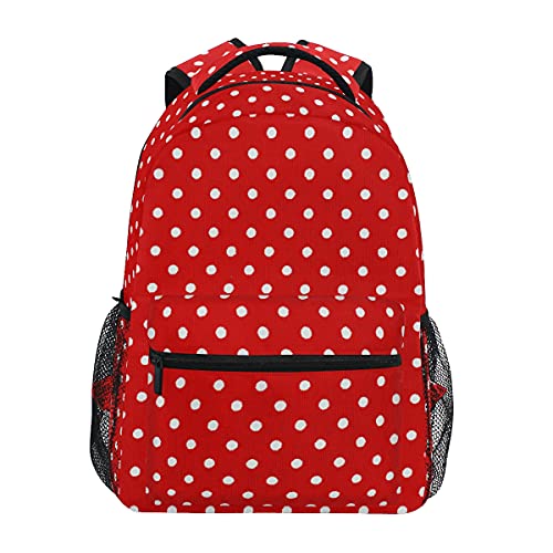 xigua Red Polka Dots Backpacks Waterproof Laptop iPad Tablet Travel Backpack School Bag with Multiple Pockets xigua Red Polka Dots Backpacks Waterproof Laptop iPad Tablet Travel Backpack School Bag with Multiple Pockets