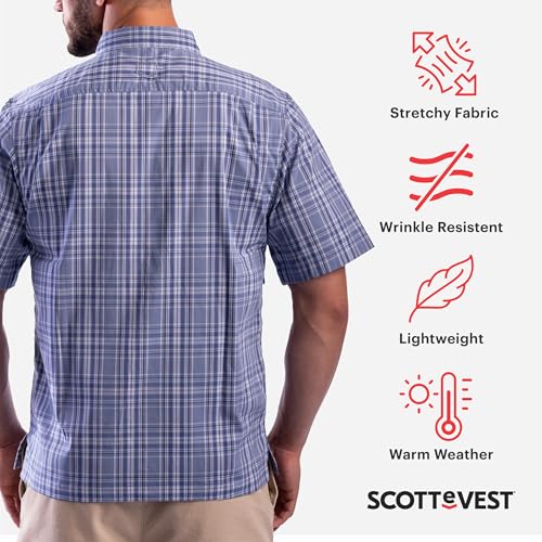 SCOTTeVEST Docksider Shirt for Men - 7 Hidden Pockets - Lightweight Casual Button Down T-Shirt for Travel & More3
