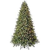 Evergreen Classics 7.5 ft Pre-Lit Norway Spruce Quick Set Artificial Christmas Tree, Warm White LED...