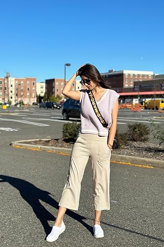 Image of Promover 14 inch /21 inch /23 inch /25 inch Inseam Capri Pants for Women Wide Leg Yoga Cropped Pants with Pockets Loose Casual Summer Pant