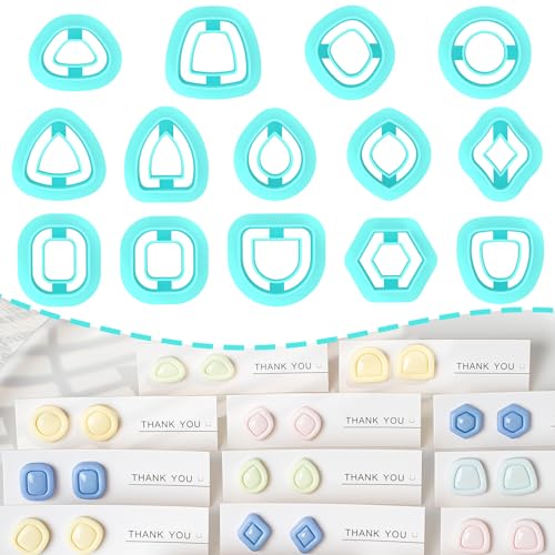 TAINSKY Polymer Clay Cutters - Frame Clay Cutters, Boho Polymer Clay Cutters for Earrings Jewelry Making, 14 Shapes Mini Clay Earrings Cutters(Studs Clay Cutters)