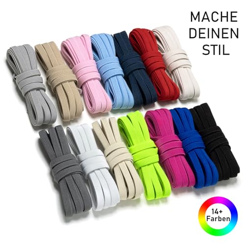 Puzeam 2 Paar Elastische Schnürsenkel, flach, mit Metallkapsel - Schuhbänder ohne binden für Kinder Erwachsene Schuhe, GummiSchürsenkel Weiß 120