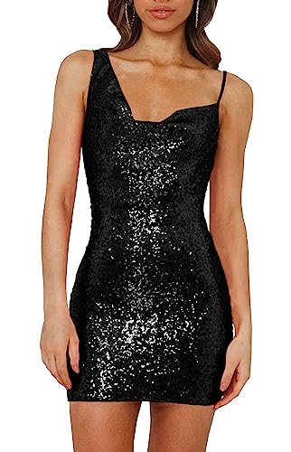 sloan black sequin mini dress Lulus Bubbly Poppin' Black Sequin Mini Dress Size Small