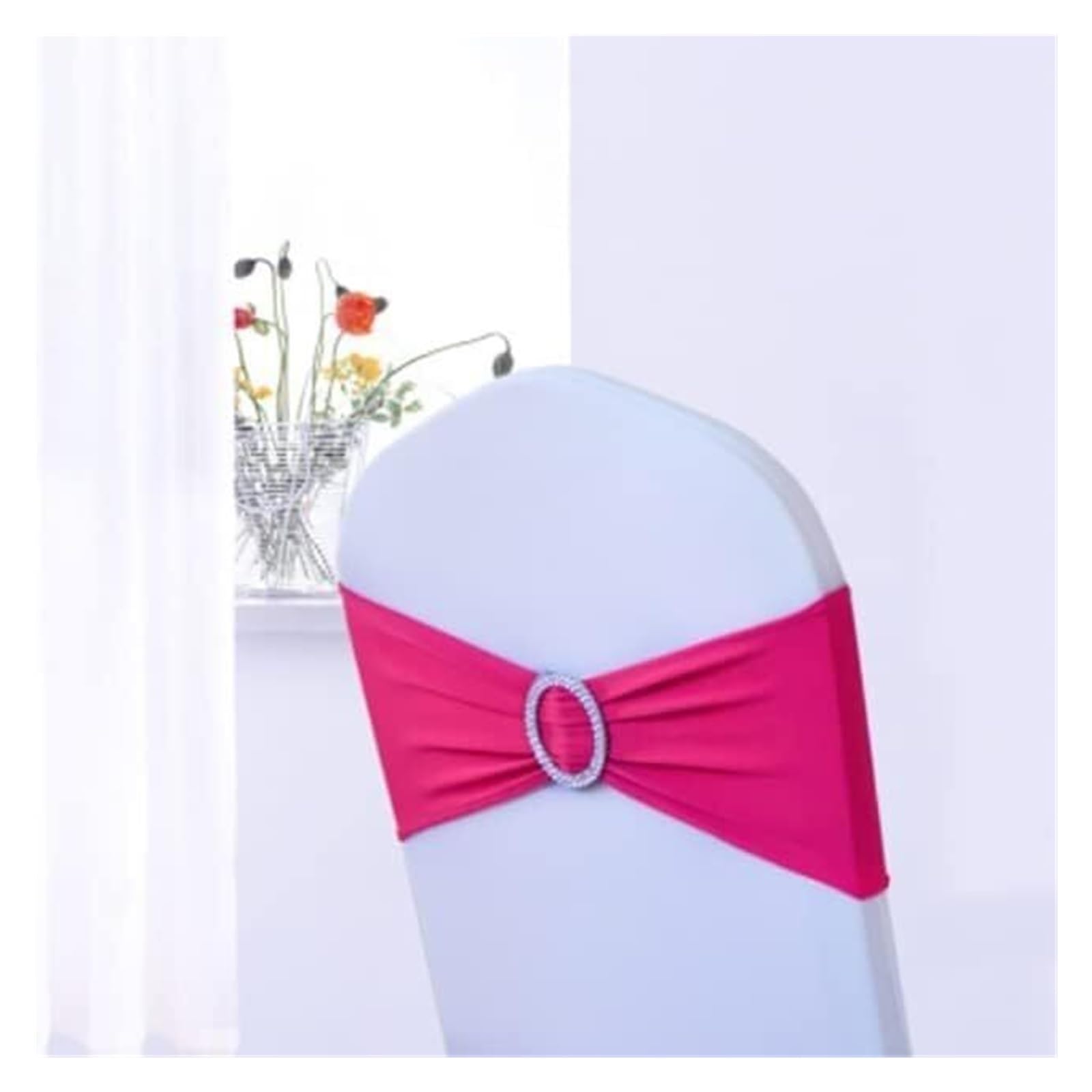 REcsdza chair sashes, 100Pc Spandex Chair Sash Wedding Band SFor Covers Decoration Party Dinner Banquet,100pcs(Rose Red)