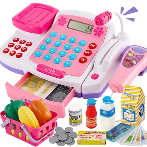 BUYGER Supermarkt Spielzeug für Kinder 3 + Jahre, Große Spielkasse Kinder...
