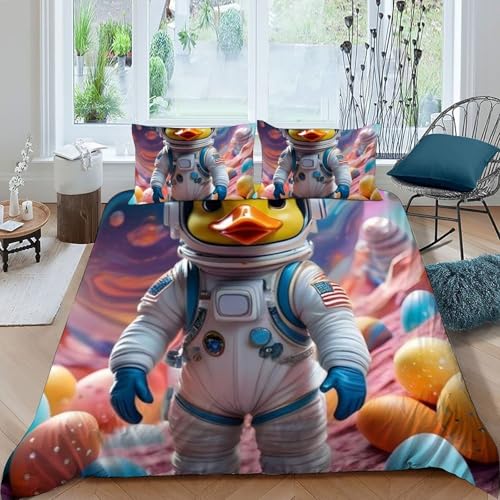Housse de couette animaux imprimé 3D en microfibre pour lit double - 3