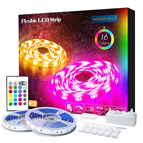 PANGTON VILLA LED Strip Lights 32.8ft 5050LEDs Color Changing Full Kit with 24key