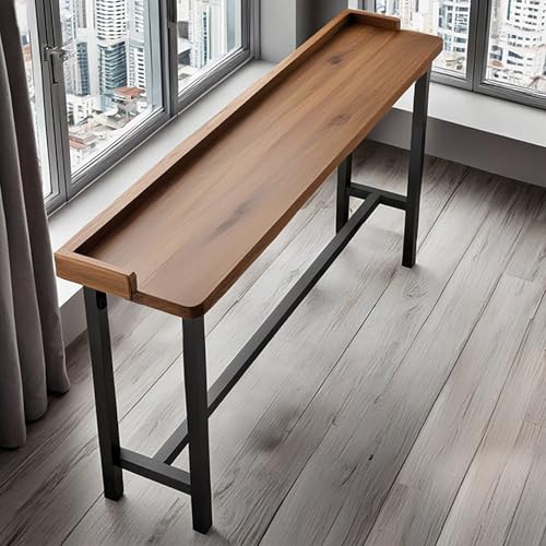 Mesa de bar de madera industrial, mostrador de comedor rústico para cocina y cafetería, mesa de desayuno alta