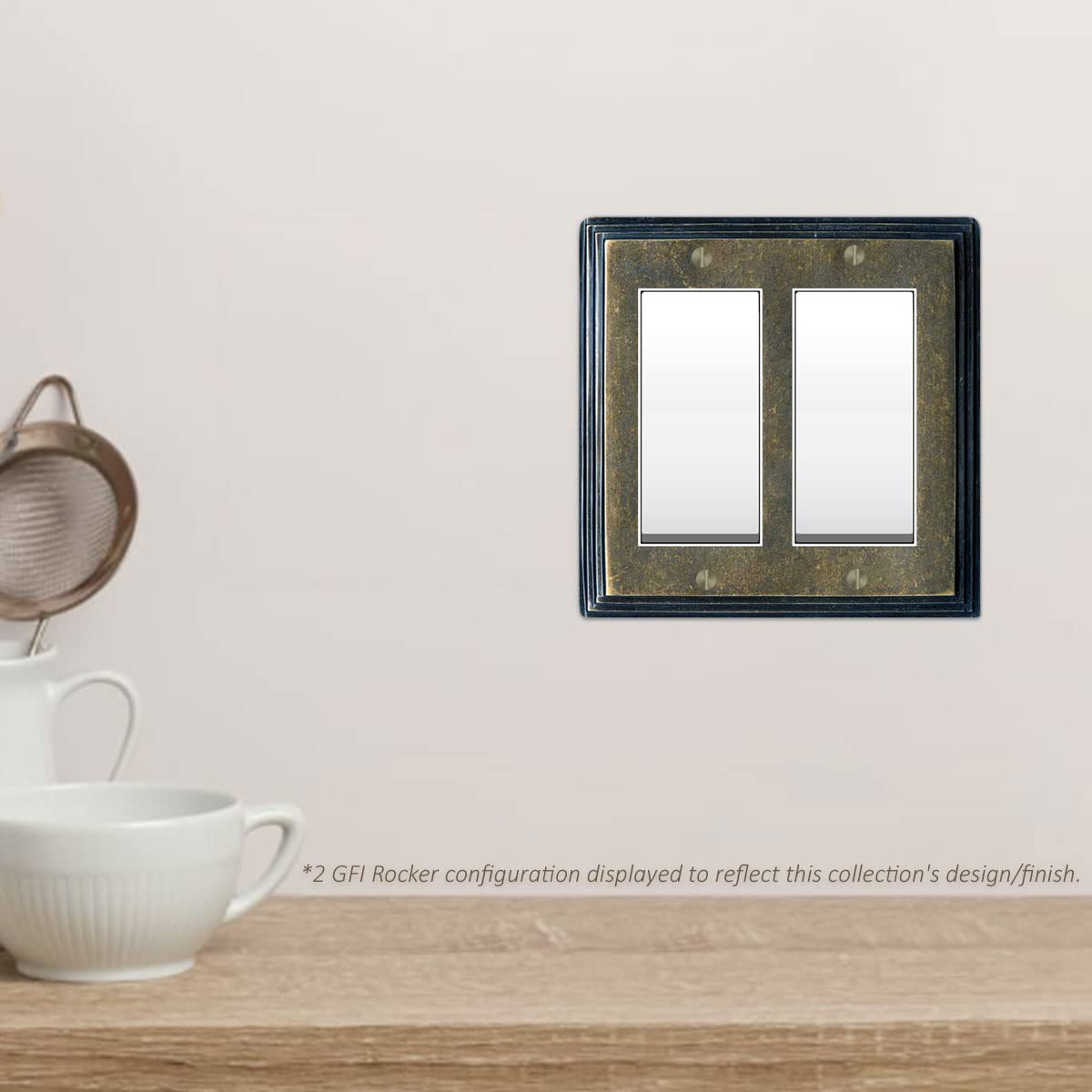 Switch Hits Cubierta para interruptor de luz Art Deco de latón antiguo moteado verde avellana | 1 cable | 7.6 cm x 12.7 cm | Tapón de toma de corriente eléctrica | Placas de pared para toma de