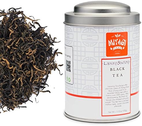 MIYAGI TEA - Lapsang Souchong Premium Loose Leaf Black Tea - 3.52oz (100g) / tin can