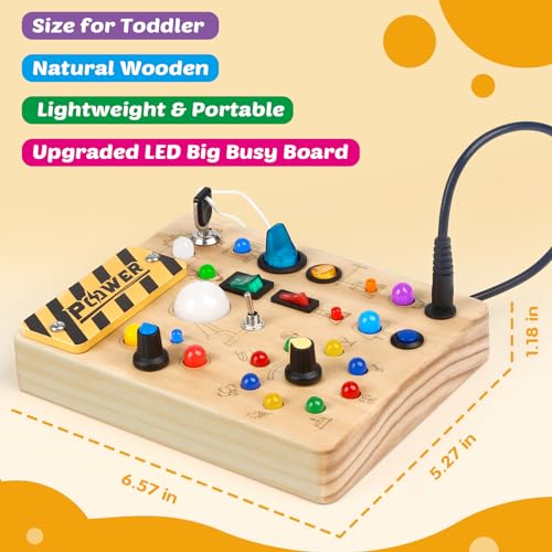 Joyreal Montessori Toddler Busy Board, 19 Led Wooden Sensory Board Educational Toy, Montessori Toys for 1-6 Year Old, Travel Toys Gifts for Toddlers Boys and Girls - Image 4
