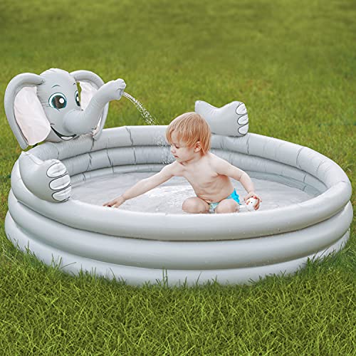 Inflatable Kiddie Pool for Toddlers with Sprinkler | Small Kid Pool Size 60'' | Toddler Pool - Swimming Pool for Kids for Outside Backyard | Blow up Pool for Kids | 2-in-1 Baby Ball Pit and Pool