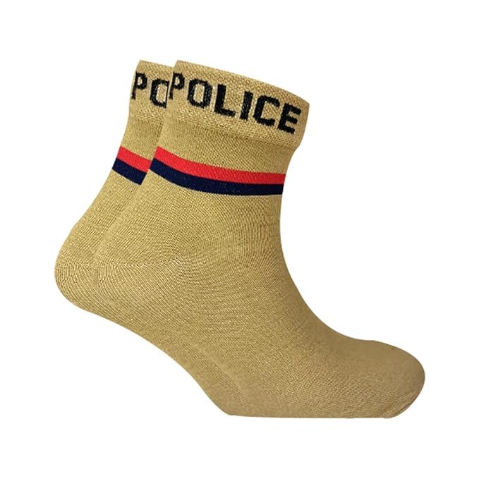 Police Ankle Length Cotton Socks, Khaki Color, Formal Casual Style, Pack of 6 Pairs, Free Size-image-8