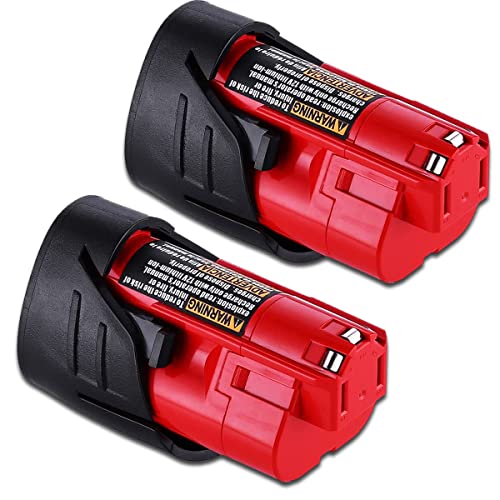 PDstation 2 Stück M-12 12V 3.5Ah Li-ion Ersatz Akku für Milwaukee Akku 12V 48-11-2411 48-11-2420 48-11-2401 2455-20 48-11-2440 48-11-2402 48-11-2412 48-59-1812 für Milwaukee M-12 Akku Cover