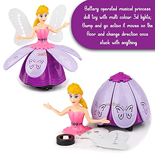 Image of Zest 4 Toyz Musical Dancing Girl Doll Toy with Flashing Lights Bump and Go Action for Kids Early Learning Educational Toy for Girls Plastic (Multicolor)