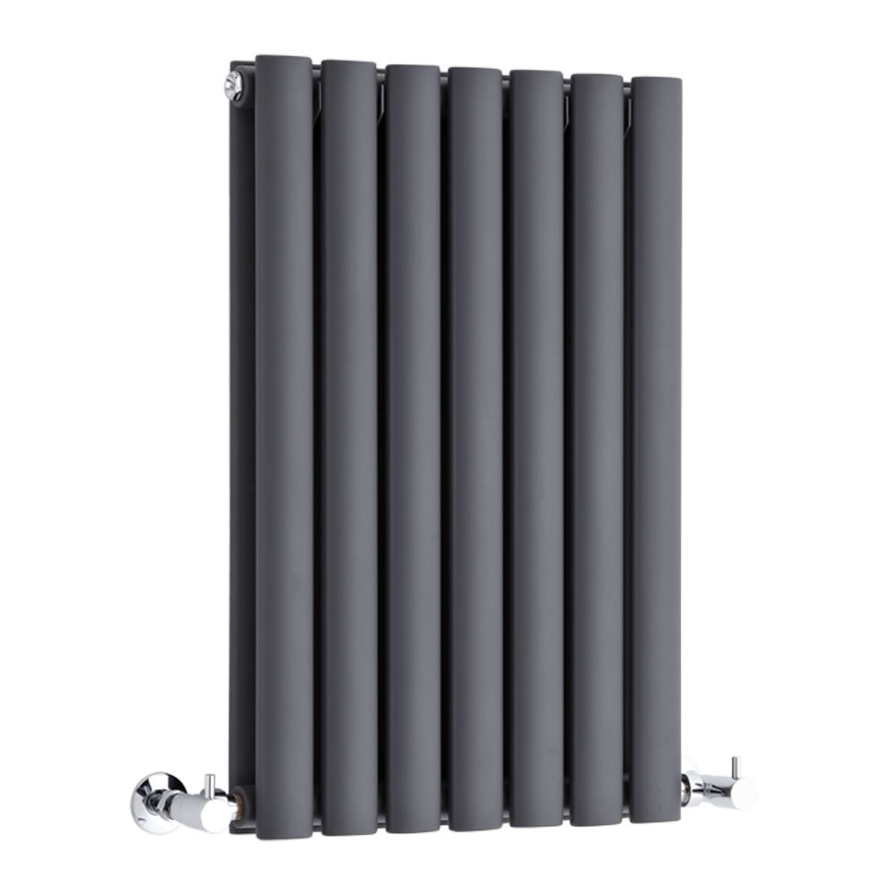 Milano Aruba Anthracite Horizontal Double Oval Panel Radiator - 635mm x 413mm — image 1