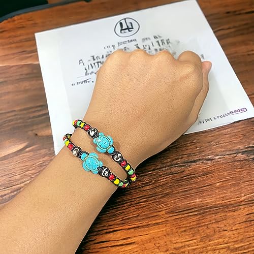 LAVIP Leather Rasta plaided hippie bracelet Turtle Hemp Bracelet Turquoise Color - Hawaiian Sea Turtle Bracelet - Image 3