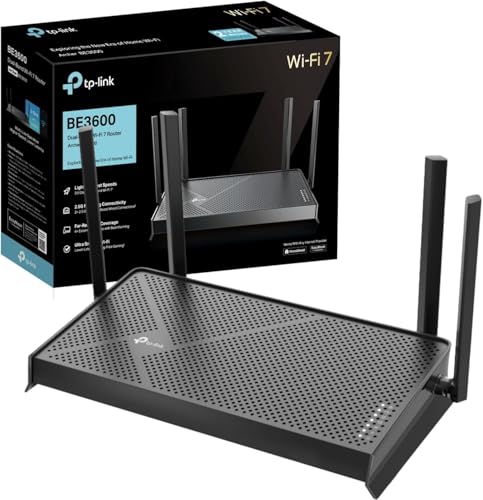 TP-Link Archer BE3600 Dual Band Router WiFi 7 BE3600Mbps WiFi Router 2.5G Ports USB 3.0 Port Maximised Coverage VPN Router Replace ISP Router WiFi Booster HomeShield Easy Setup EasyMesh