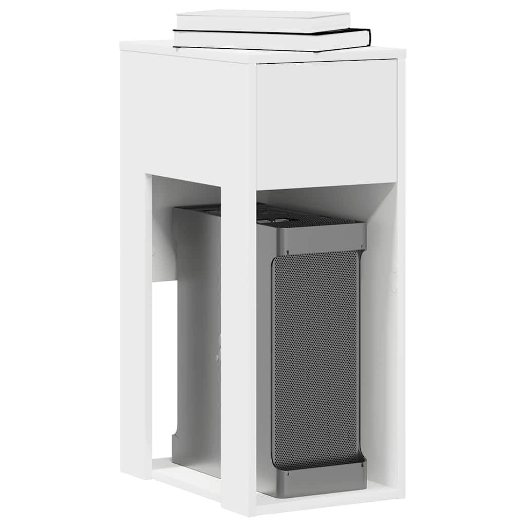 Computerschrank mit Schublade Weiß 30x44x74 cm, Schreibtischorganizer mit Stauraum für PC-Gehäuse, Büroorganisation und Kabelmanagement, robuster Holzwerkstoff, Pflegeleichte