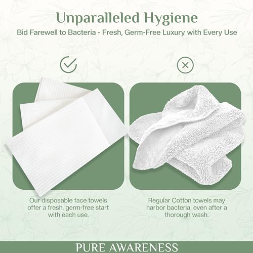 60 Disposable Face Towels - Ideal for Sensitive Skin, Makeup Removal, Soft, Thick, Biodegradable - Cruelty-Free
