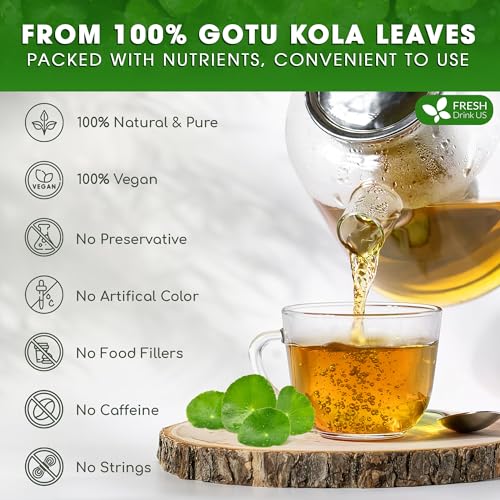 Image of FreshDrinkUS, Premium Gotu Kola Leaf Tea - 75 Tea Bags | Pure Dried Centella Asiatica Leaves | Naturally Caffeine-Free Herbal Tea | Refreshing Aroma & Smooth Taste | Premium Herbal Infusion. Vegan