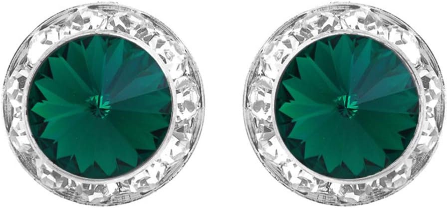 Rosemarie & Jubalee Women's Timeless Classic Statement Hypoallergenic Post Back Halo Earrings Made With Premium Crystals