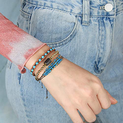 Kelitch Natural Turquoise Beads Wrap Bracelet New Crystal Strand Bracelet For Womens #TOP3