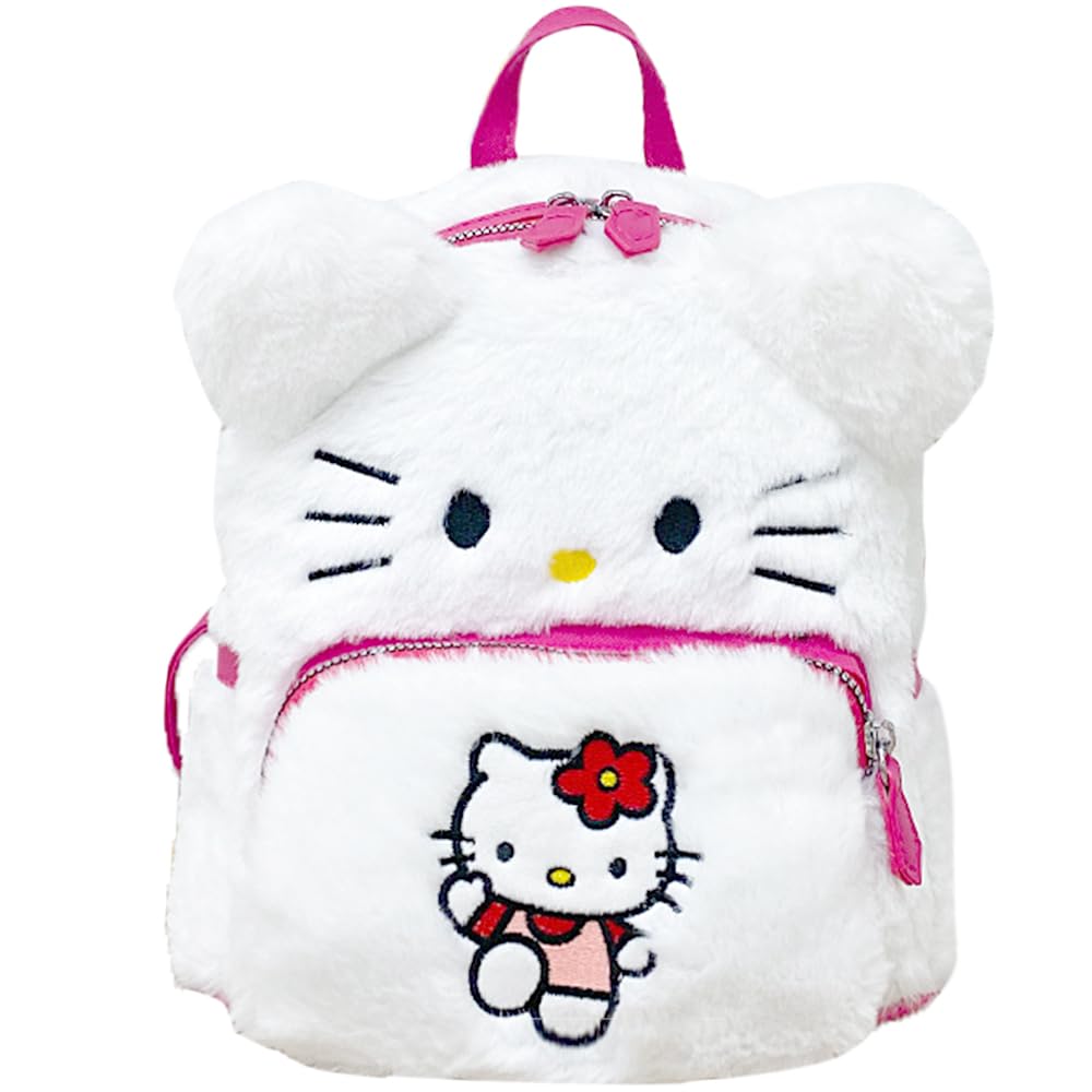 Kawaii Plush Toddler Backpack for Girl - Cute Mini Furry Cartoon Small Bag, Kids Anime Pink Simple Modern Design, Kindergarten Real Littles Shoulder Bag for Boy Preschool Kid