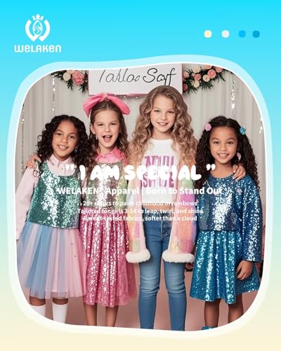 Image of Girl Sequin Mesh Bloues Sparkle Ruffle Collar Long Sleeve Shirts Tops,5-12 Years