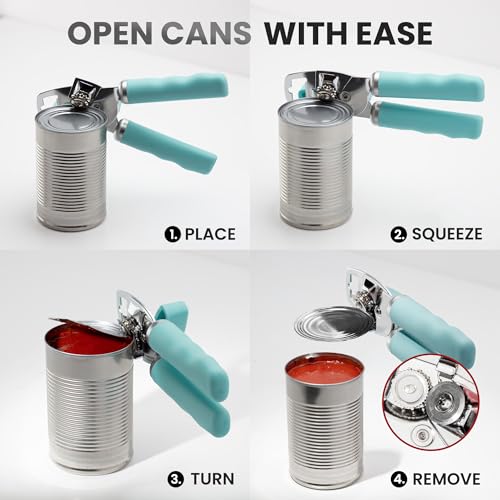 Image of Zulay Kitchen Manual Can Opener Heavy Duty Patented Stainless Steel, Teal