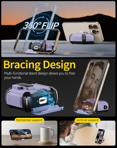 Image of Pohgelan Compatible with AirPods 4 Case (Purple) | Magnetic Automatic Lock with Phone Stand & Cleaning Kit,Compatible with Magsafe