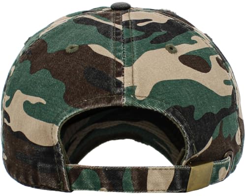 Image of KBETHOS Vintage Washed Distressed Cotton Dad Hat Baseball Cap Adjustable Polo Trucker Unisex Style Headwear