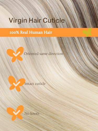 Image of DOORES Genius Sew in Weft Hair Extensions, Pearl Blonde 22 Inch 60g Invisible Sew in Hair Extensions Hand Tied Remy Natural Looking