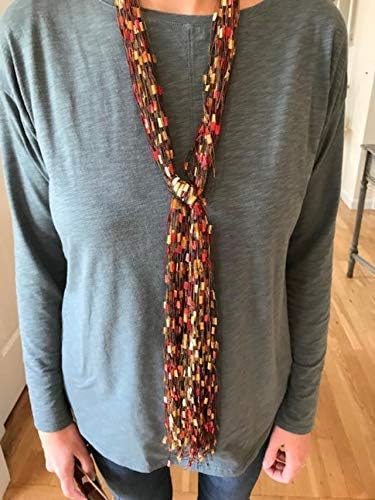 Miniatura 3 de Bufanda Collar Lariat Naranja Rojo Oro Otoño Navidad