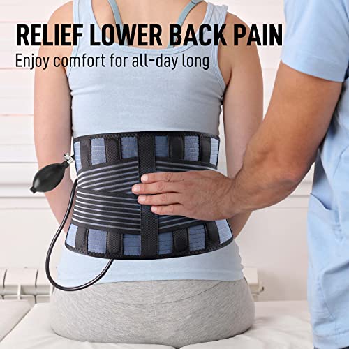 FEATOL Back Brace with Inflatable Pad for Women Men Lower Back Pain