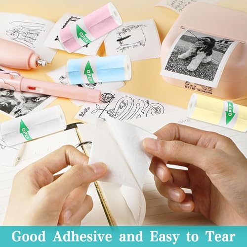 10 Rollen Thermopapier Selbstklebend, Mini Drucker Sticker, Thermal Pinter Papier(57 x 25 mm), Thermopapier Für Kinder Sofortbildkameras und Selbstklebender Bedruckbarer Aufkleber, Für Fotos, Notizen