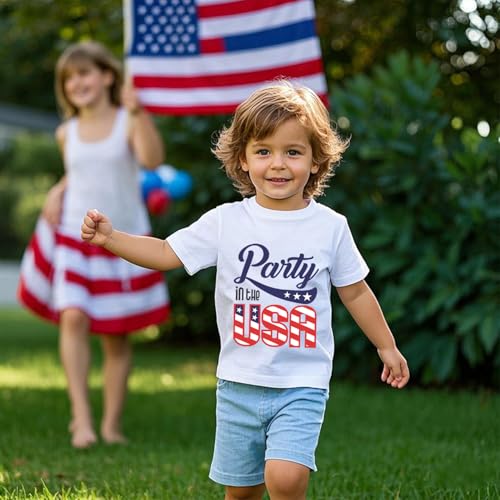 Image of Boys 4th of July Shirts-Toddler Girls Patriotic American Flag Tees Kids Memorial Day USA T-Shirts 2-7T
