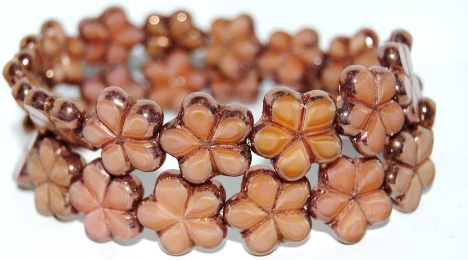 30 pcs Table Cut Flower Beads, Opaque Pink Purple (74020 15726), Glass, Czech Republic, Size 17 mm (0.67 in)