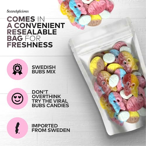 Image of Bubs Swedish Candy Mix - Skulls Ovals 0.5 LB of Fizzy, Fruity, Sweet & Sour Scandinavian Treats