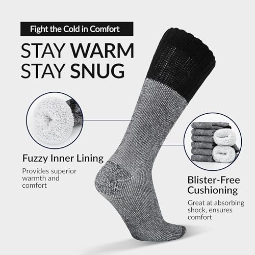 Image of Alvada Mens Merino Wool Crew Socks Thermal and Warm Socks for Winter Work Hiking Running 3 Pairs